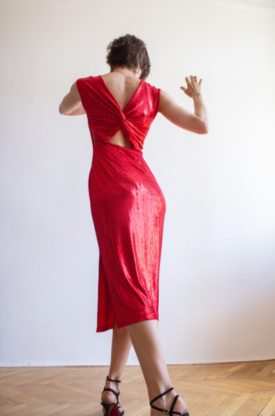 Rome dress- Red Shimmer
