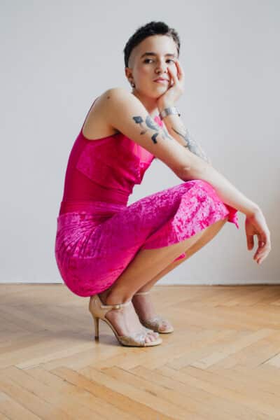 New York dress - Crushed Velvet Fuchsia