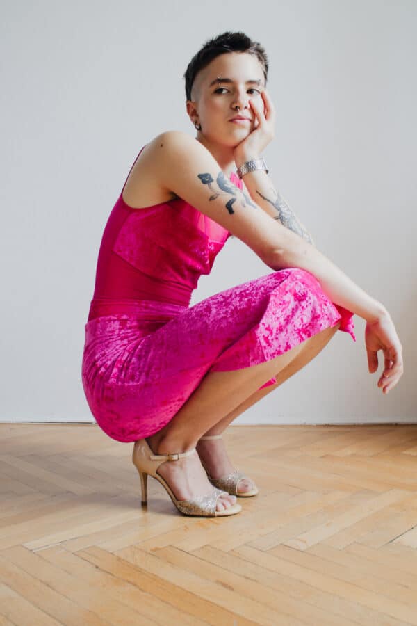 New York dress - Crushed Velvet Fuchsia