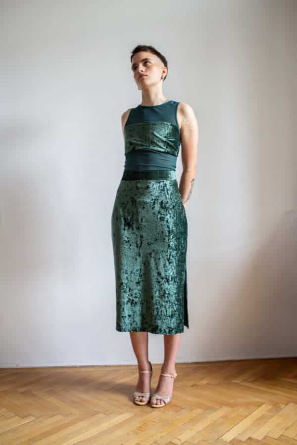 New York dress - Crushed Velvet Emerald