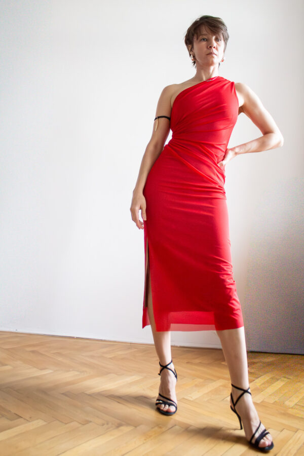 Athens dress - Red mesh