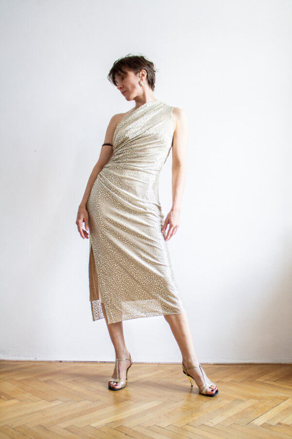 Athens dress - Golden mesh