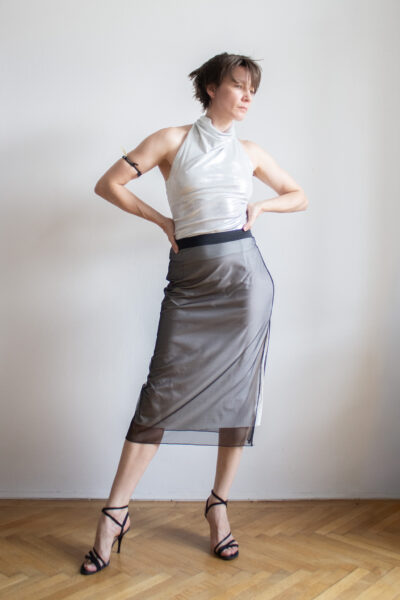 London skirt - black mesh